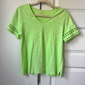 Talbots Lime Green Cotton Tee w/ Lace Trim – Petite LP